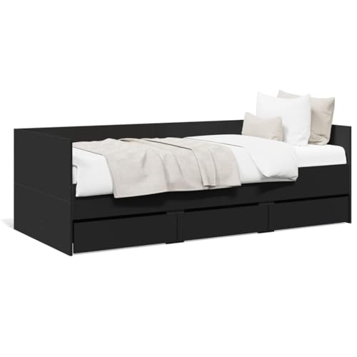 Generico kangqiling Schlafsofa mit Schubladen ohne Matratze Schwarz 90 x 190 cm, Schwarz, 3280826 von Generisch