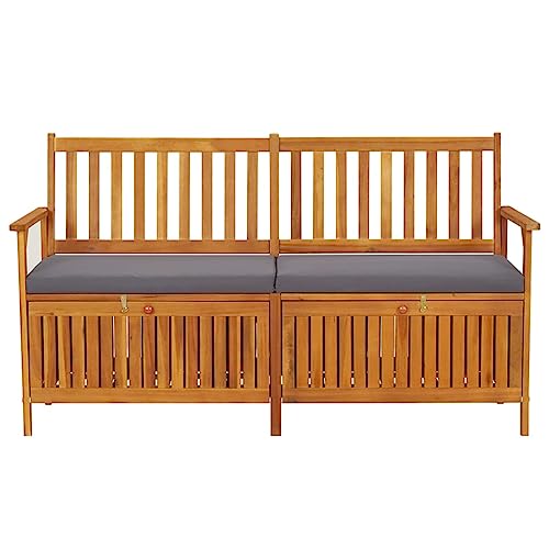 Generico kangqiling Sitzbank mit Kissen 148 cm aus massivem Akazienholz, grau, 316740 von Generisch