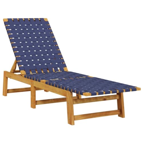 Generico kangqiling Sonnenliege Dunkelblau Massivholz Akazie und Stoff, Blau, 366509 von Generisch