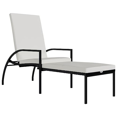 Generico kangqiling Sonnenliege mit Fußstütze aus PE-Rattan, schwarz, schwarz, 317629 von Generisch