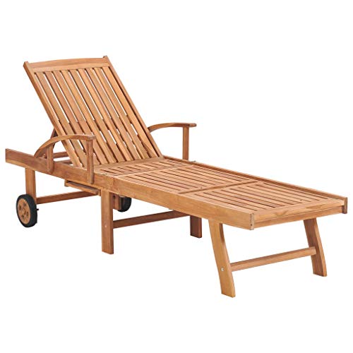 Generico kangqiling Sonnenliegen 2 Stück mit Tisch und Kissen aus massivem Teak, Blau, 3073175 von Generisch