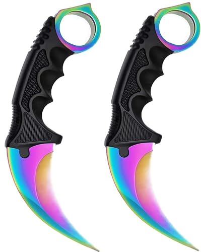 Generisch *2er Pack Duo* Hochwertiges CSGO Skin Jagdmesser Messer Trainer Klinge Feststehende Klinge Trainingsmesser Taschenmesser Jagd Outdoor + Case By Cracker24 (Fade + Fade) von Generisch