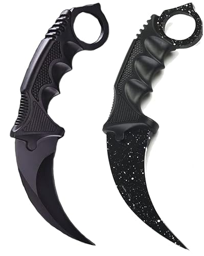 Generisch *2er Pack Duo* Hochwertiges CSGO Skin Jagdmesser Messer Trainer Klinge Feststehende Klinge Trainingsmesser Taschenmesser Jagd Outdoor + Case By Cracker24 (Schwarz/Weiß + Schwarz) von Generisch