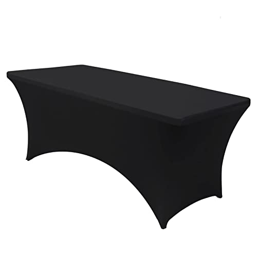 Generisch 1/2PCS 4/6FT Black Spandex Tablecloth - Stretch Fitted Cover for Rectangle/Folding Table(Black 1PCS,4FT-122x76x76CM) von Generisch