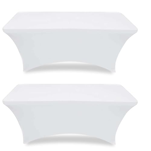Generisch 1/2PCS 4/6FT Black Spandex Tablecloth - Stretch Fitted Cover for Rectangle/Folding Table(White 2PCS,4FT-122x76x76CM) von Generisch