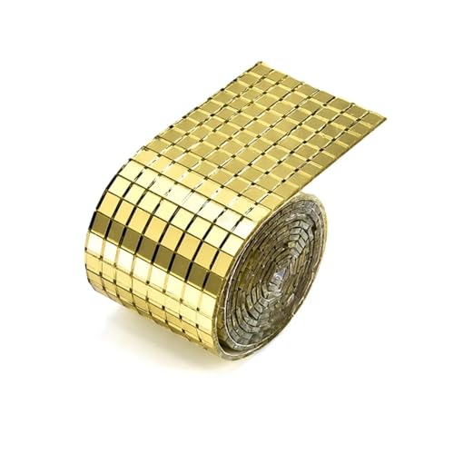 Generisch 1 Rolle 3D-Mosaik-Spiegelfliesenaufkleber – Selbstklebende Wanddeko für Zuhause, Badezimmer, Küche & DIY(Gold) von Generisch