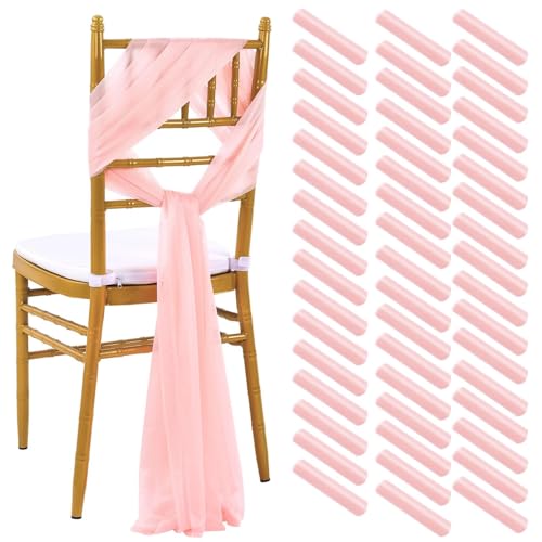 Generisch 10/50PCS Chiffon Chair Sashes 17x250cm - Wedding, Party, Banquet Decor(Light pink,10 pcs) von Generisch