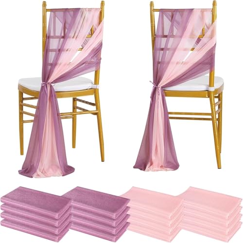 Generisch 10/50PCS Chiffon Chair Sashes 17x250cm - Wedding, Party, Banquet Decor(Mauve and pink,10 pcs) von Generisch