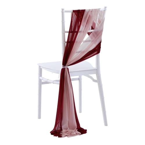 Generisch 10/50PCS Chiffon Chair Sashes 17x250cm - Wedding, Party, Banquet Decor(Pink and Burgundy,10 pcs) von Generisch