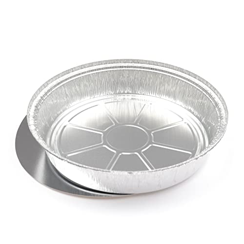 Generisch 100 Stück Alu-Schalen C803L mit Deckel, rund (Ø 230 mm), 1350 ml hitzebeständig Aluform Backform Aluminium Form Behälter Backförmchen Lasagne Assietten Grillschalen Nudelschale Reisschale von Generisch