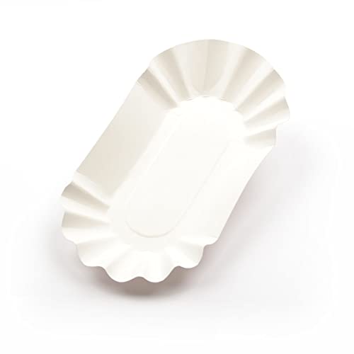 1000 Stück Pappschalen KU1 (10×20×3,2 cm), ohne Beschichtung, weiß Pappschale Pommesschale Currywurstschale Snackschale Pommes-Schale von hegehof