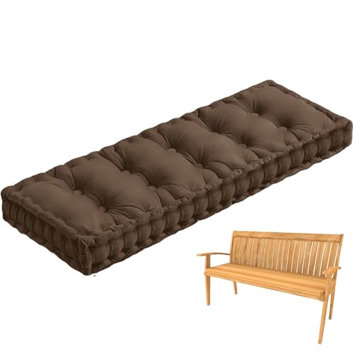 Generisch 10cm Bankauflage Sitzkissen Bank Mit Griff, Weich Samt Stuhlkissen Outdoor Sitzauflage Bank, Bankkissen Fenstersitzmatte für Gartenmöbel Fensterbank Terrasse Indoor,Braun,100x60cm von Generisch