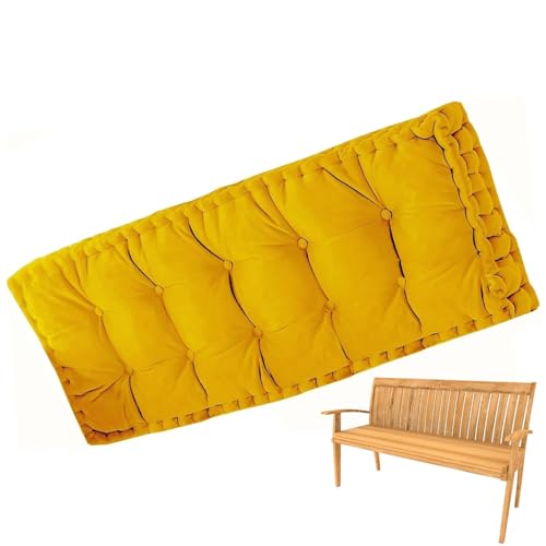Generisch 10cm Bankauflage Sitzkissen Bank Mit Griff, Weich Samt Stuhlkissen Outdoor Sitzauflage Bank, Bankkissen Fenstersitzmatte für Gartenmöbel Fensterbank Terrasse Indoor,Gelb,140x45cm von Generisch