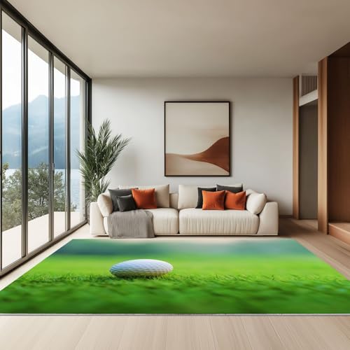 Generisch 120 x 180 cm Teppich Wohnzimmer Waschbarer, Rasengolf Im Freien Kurzflor-Teppich – Weich Rutschfestes Design für Schlafzimmer Esszimmer Küchen, Grün von Generisch