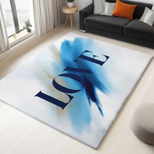 Läufer 180 x 240 cm Hellblau Teppiche, Abstrakt Formen Text Waschbarer Rutschfester Teppich, weiche Teppich für den Innenbereich Schlafzimmer Wohnzimmer Esszimmer Läufer 180 x 240 cm Hellblau Teppiche, Abstrakt Formen Text Waschbarer Rutschfester Teppich, weiche Teppich für den Innenbereich Schlafzimmer Wohnzimmer Esszimmer von Generisch