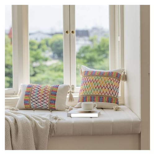 Generisch 1PC Kissenbezug American Jacquard Mehrfarbig Sofakissen Nachttischkissen Wohnzimmerkissen Stuhlbezug(1PC-Style H,60x60cm) von Generisch