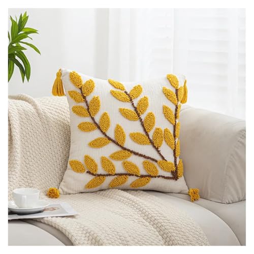 Generisch 1PC Kissenbezug mit Pflanzentufting, amerikanischer Jacquard, Mehrfarbig, Sofakissen, Nachttischkissen, Wohnzimmer, 45,7 x 45,7 cm(A-Cushion Cover) von Generisch