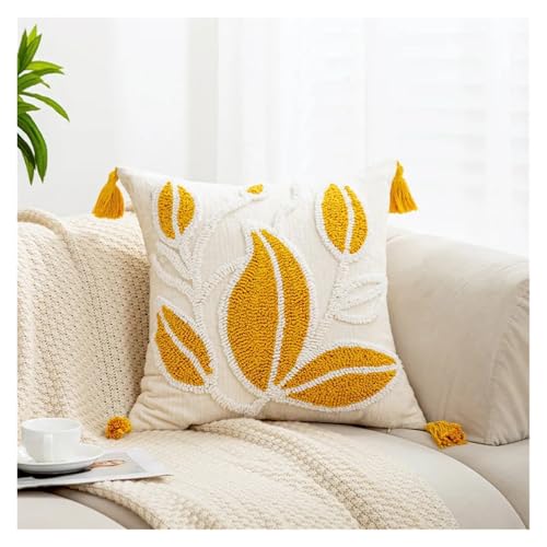 Generisch 1PC Kissenbezug mit Pflanzentufting, amerikanischer Jacquard, Mehrfarbig, Sofakissen, Nachttischkissen, Wohnzimmer, 45,7 x 45,7 cm(B-Cushion Cover) von Generisch