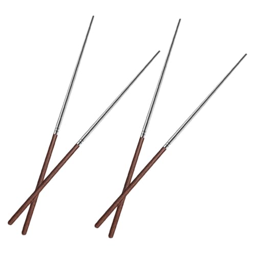 Generisch 2 Paare Hot-Pot-Essstäbchen lange Stäbchen lange Bratstäbchen Essstäbchen mit chinesischen Nudeln Japanische Heißkühlstäbchen wiederverwendbare Essstäbchen Holz Silber von Generisch