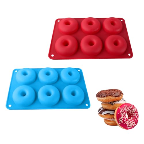 Generisch 2 Stück Donuts Backform Silikon, 6-Fach Donut Silikon Backform Hitzebeständig BPA-Frei, Antihaft Silikonform Für Donuts, Muffins, Bagels, Kuchen, Spülmaschinenfest von Generisch