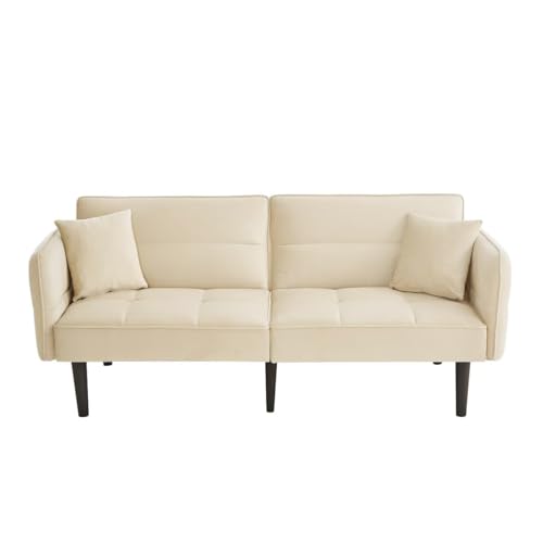 Generisch 2-in-1 Verstellbares Schlafsofa – Zweisitzer mit Samtbezug, klappbaren Armlehnen & Schlaffunktion,ideal für kleine Räume von Generisch