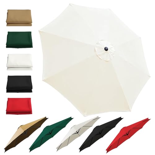 Generisch 2 m/2.7 m/3 m, 6/8 Rippen, Marktschirm Ersatzabdeckung, Sonnenschirm Ersatzbezug runder, Parasol Canopy Ersatz Stoff Für Patio Terrasse Hof Strand Pool(Beige,3 m/10 FT/6 Ribs) von Generisch