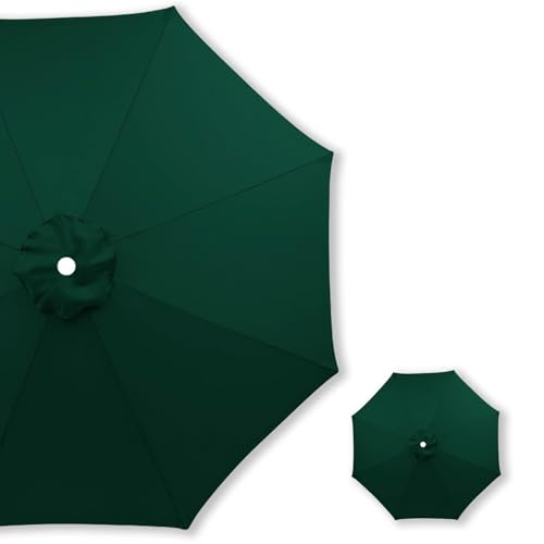 Generisch 2.0 m–4.,0 m Ersatzschirmdach für Terrassenschirm, Ersatz Regenschirm Abdeckung 6/8 Rippen, Ersatzstoff for Markt, Hof, Strand, Wasserdicht, UV-Schutz(Dunkelgrün,8 Streben 300cm) von Generisch