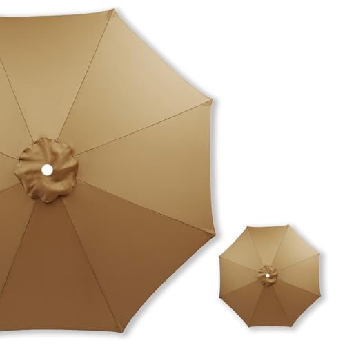 Generisch 2.0 m–4.,0 m Ersatzschirmdach für Terrassenschirm, Ersatz Regenschirm Abdeckung 6/8 Rippen, Ersatzstoff for Markt, Hof, Strand, Wasserdicht, UV-Schutz(Khaki,6 Rippen 250cm) von Generisch