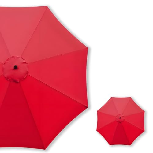 Generisch 2.0 m–4.,0 m Ersatzschirmdach für Terrassenschirm, Ersatz Regenschirm Abdeckung 6/8 Rippen, Ersatzstoff for Markt, Hof, Strand, Wasserdicht, UV-Schutz(Rot,6 Streben 230cm) von Generisch