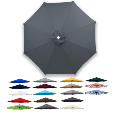 Generisch 2.0m 2.5m 3.0m 6/8 Rippen Sonnenschirm Ersatzbezug für Terrassenschirm, Ersatz Baldachin, Große Stoffbezug für Poolschirm, Nur Regenschirmstoff, Wasserdicht, UV-Schutz(Grau,6 Rippen 250cm) von Generisch