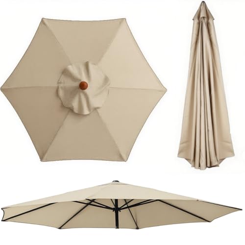 Generisch 2.70 m Sonnenschirm Ersatzdach für Terrassenschirm 6/8 Streben, Ersatz Regenschirmbezug, Sonnen Ersatzabdeckung für Garten, Pool und Strand, Wasserdicht, lichtecht(Beige,8 Streben 270cm) von Generisch