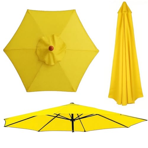 Generisch 2.70 m Sonnenschirm Ersatzdach für Terrassenschirm 6/8 Streben, Ersatz Regenschirmbezug, Sonnen Ersatzabdeckung für Garten, Pool und Strand, Wasserdicht, lichtecht(Gelb,6 Streben 270cm) von Generisch