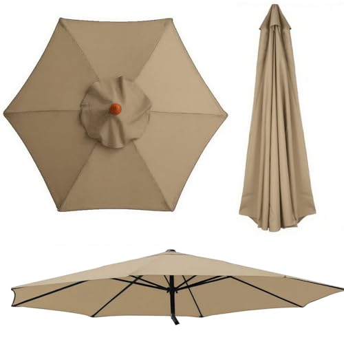 Generisch 2.70 m Sonnenschirm Ersatzdach für Terrassenschirm 6/8 Streben, Ersatz Regenschirmbezug, Sonnen Ersatzabdeckung für Garten, Pool und Strand, Wasserdicht, lichtecht(Khaki,8 Streben 270cm) von Generisch