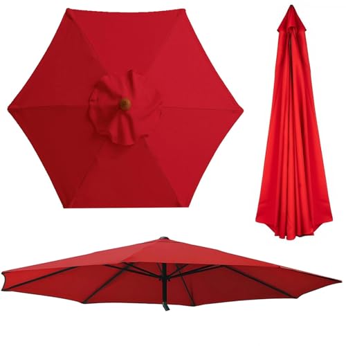 Generisch 2.70 m Sonnenschirm Ersatzdach für Terrassenschirm 6/8 Streben, Ersatz Regenschirmbezug, Sonnen Ersatzabdeckung für Garten, Pool und Strand, Wasserdicht, lichtecht(Rot,6 Streben 300cm) von Generisch