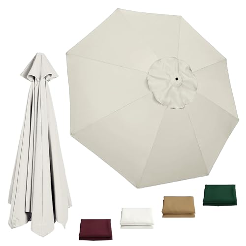 Generisch 2.7m /3 m, 8 Rippen, Sonnenschirm Ersatzbezug, Parasol Canopy, Garten Umbrella Cloth Cover, Sonnenschirm Ersatz Stoff Für Hof Strand Pool Markt Tisc(Beige,2.7 m/9 FT/8 Ribs) von Generisch