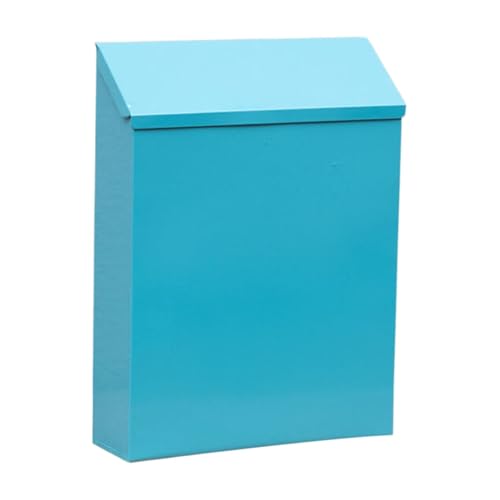 Generisch 22x6.5x29cm Wandmontierter Briefkasten mit Schloss, Metall-Briefkasten, Wandbehang, Kreativer Eisen-Vorschlagskasten, Zeitungshalter, Außenhausdekor (Blue, A) von Generisch