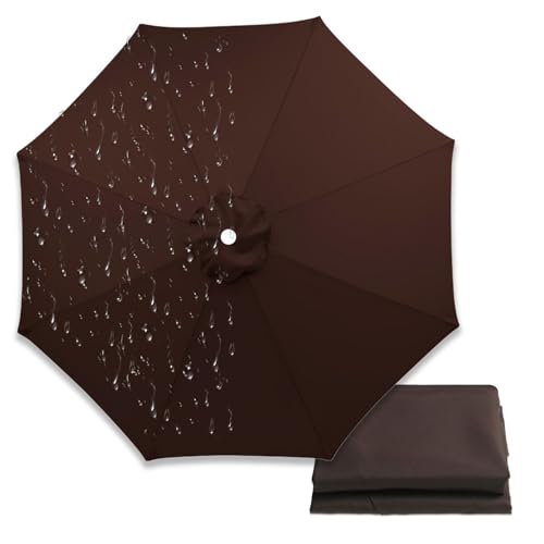 Generisch 250cm 300cm 400cm Sonnenschirm Ersatzbezug für Terrassenschirm 6/8 Rippen, Rund Ersatz Regenschirm Baldachin für Garten, Markt, Pool, Freitragender Ersatzabdeckung(Kaffee,8 Streben 200cm) von Generisch