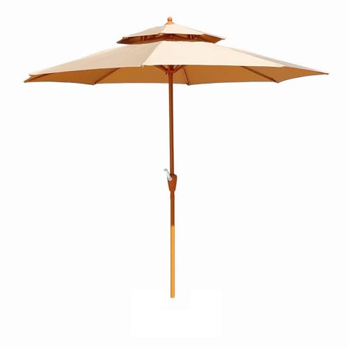 Generisch 270 cm 2-Stufiger Terrassenschirm mit Kurbel, Outdoorschirm mit UV-Schutz Wasserdicht für Garten Pool Balkon von Generisch