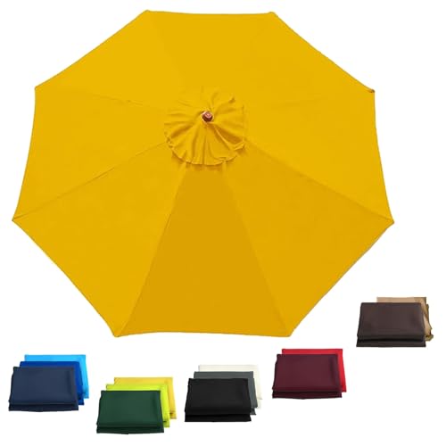 Generisch 270 cm Marktschirm Ersatzbespannung, 6/8 Streben Parasol Canopy, Sonnenschirm Ersatzbezug Wasserdicht UV-Schutz Für Outdoor Strandschirm Terrassenschirm(Gelb,2.7 m/9 FT/8 Ribs) von Generisch