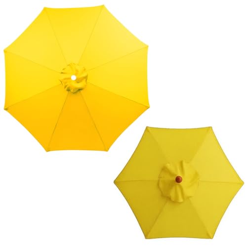 Generisch 280 cm Sonnenschirm Ersatzsch Polyester Stoff, 6/8 Streben Ersatz Baldachin, Regenschirm Abdeckung Ersatzteil für Markttische, Pool, Strand, lichtecht, Weinrot(Gelb,6 Streben 230cm) von Generisch