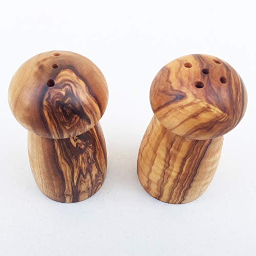 Generisch 2er Set Salzstreuer & Pfefferstreuer, Streuer, handgefertigt aus Olivenholz von Generisch