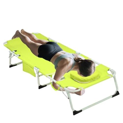 Generisch 3-In-1 Heavy Duty Tanning Chair with Face Hole Adjustable, 5 Position Folding Chaise Lounge, for Outdoor Sunbathing Patio Pool Lawn Camping Deck(Yellow) von Generisch