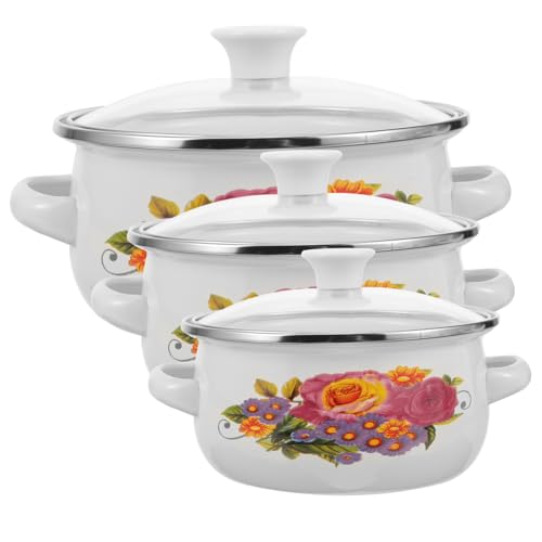 Kleine Kochtöpfe Aus Emaille Stapelbar Mit Deckel Für Suppen Und Kochen Praktisch Und Platzsparend von Generisch