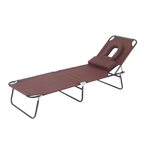 Generisch 3-in-1 Sun Tanning Chair with Face Hole, Outdoor Face Down Beach Lounger, Chairs Portable Lay Flat Beach Lounge, Chair for Outdoor Sunbathing Patio Pool Lawn Camping Deck (Brown) von Generisch