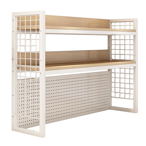 Generisch 3-stöckige Schreibtischregale aus Metall – Verstellbarer Bücherregal-Organizer für Zuhause, Büro und Wohnheim – Mehrzweck-Präsentationsständer (Weiß, 140 x 30 x 100 cm) von Generisch