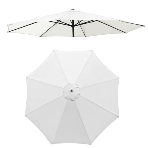 Generisch 3.0 m Sonnenschirm Ersatzbezug für Terrassenschirme 6/8 Streben, Runder Ersatz Regenschirm Baldachin, Dicke Ersatzdach Stoff für Garten, Pool, Strand, Wasserdicht(Reinweiß,6 Streben 270cm) von Generisch