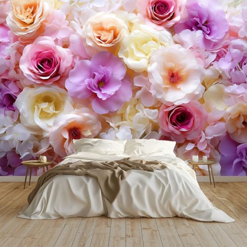 Generisch 3D Panorama Tapete 350 x 256 cm (B x H), Wohnzimmer Schlafzimmer Lila UV-beständige Vliestapete für die Wand - Elegant Blumen Charmant Mustertapete von Generisch