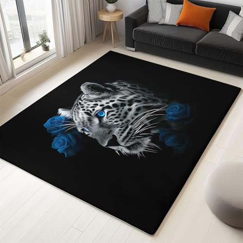 3D Tier Dunkle Fantasie Leopard Teppich Wohnzimmer 180 x 240 cm, Supersoft Kurzflor Teppich Schlafzimmer, Waschbar Anti-Rutsch fussmatte für Jugendzimmer Badezimmer, Schwarz 3D Tier Dunkle Fantasie Leopard Teppich Wohnzimmer 180 x 240 cm, Supersoft Kurzflor Teppich Schlafzimmer, Waschbar Anti-Rutsch fussmatte für Jugendzimmer Badezimmer, Schwarz von Generisch