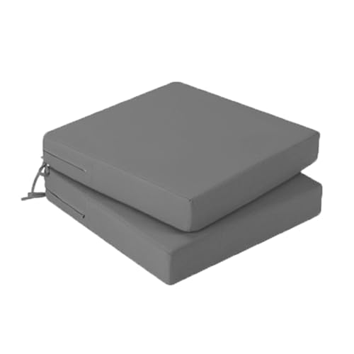 Generisch 3cm Dicke Sitzkissen Outdoor Stuhl, 2er 4er 6er Set Wasserdicht rutschfest Stuhlkissen Mit Bändern, Waschbar Abnehmbarer Sitzpolster Outdoor Gartenstuhl Bodenkissen,Grau,2er Set 35x35cm von Generisch