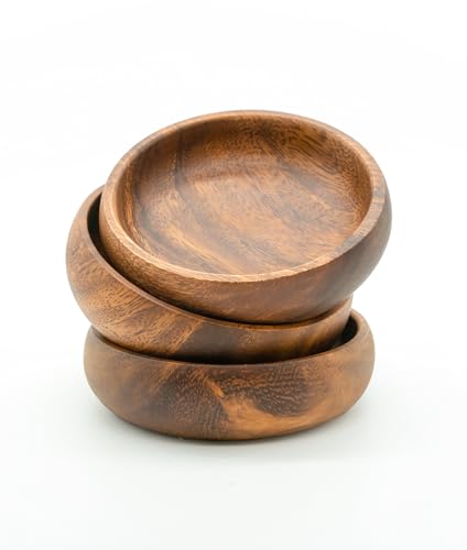 Generisch 3er Set runde Tapasschalen aus Holz, 10 cm - Servierschalen/Dipschalen von Generisch